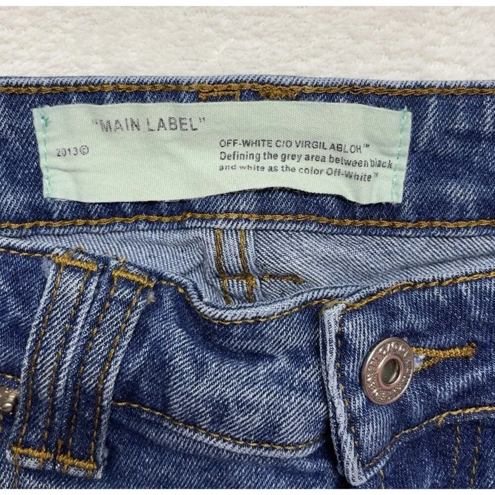 Off-White C/O Virgil Abloh Main Label Men’s Skinny Jeans Size 30 Made In Italy